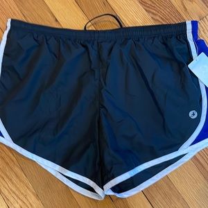 Aerie Fit track shorts, black/blue, size MED, NWT